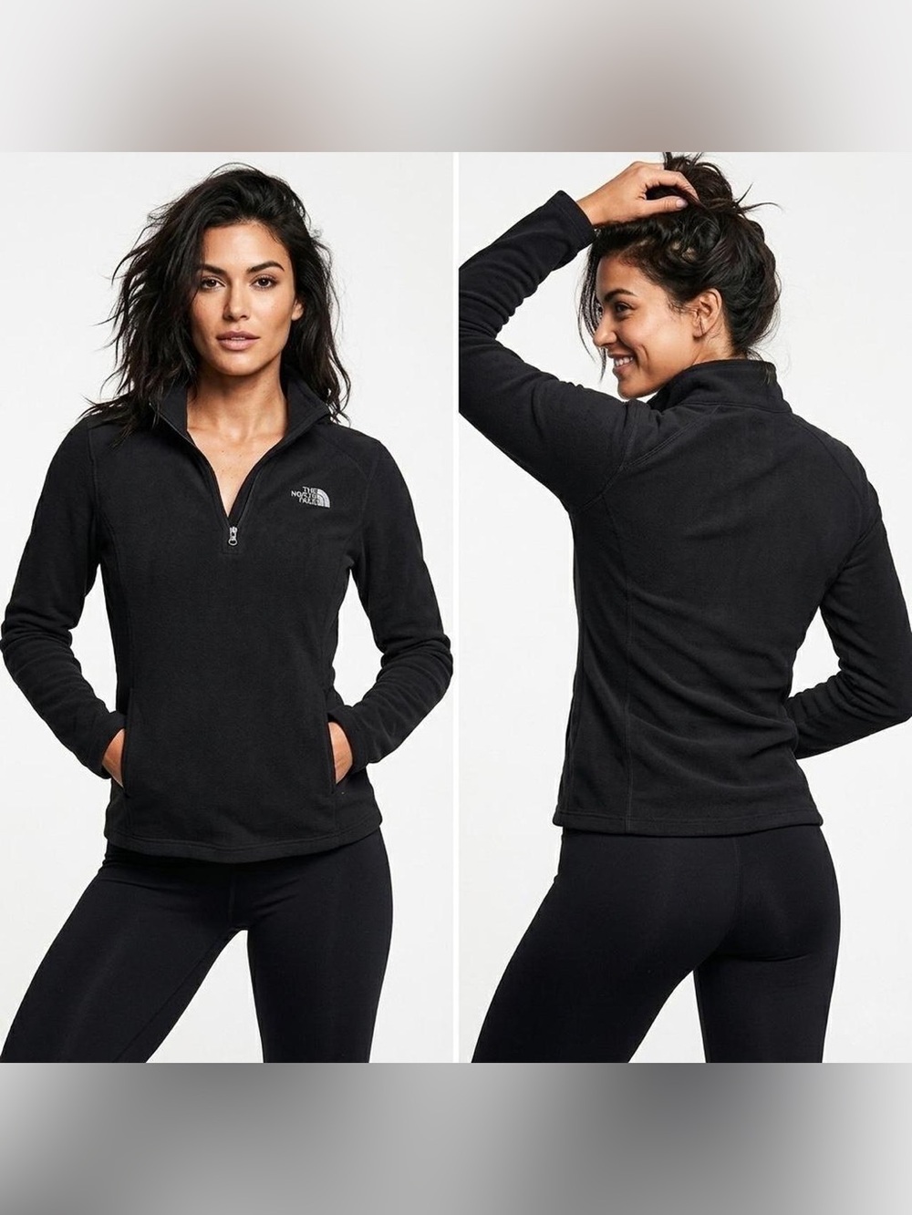 Women’s The North Face TKA 100 Black 1/4 Zip Fleece Pullover Size Medium